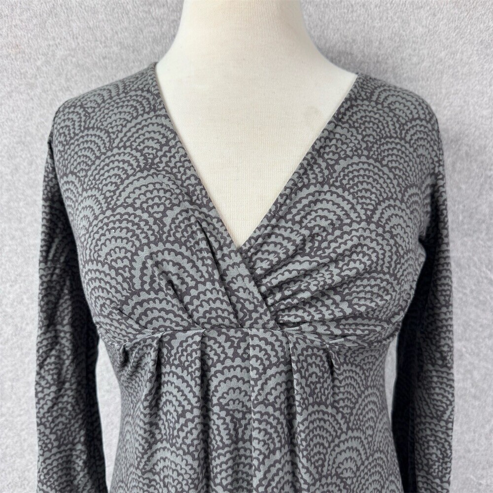 Boden Dress Womens Size 6 Gray Black Stretchy V-Neck Empire Waist Midi - Picture 2 of 11